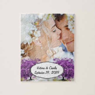 Forest Purple Heart Leaf Tree Wedding Jigsaw Puzzle