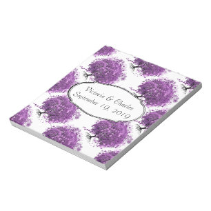 Forest Purple Heart Leaf Tree Wedding Notepad