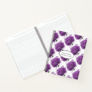 Forest Purple Heart Leaf Tree Wedding Planner Notebook