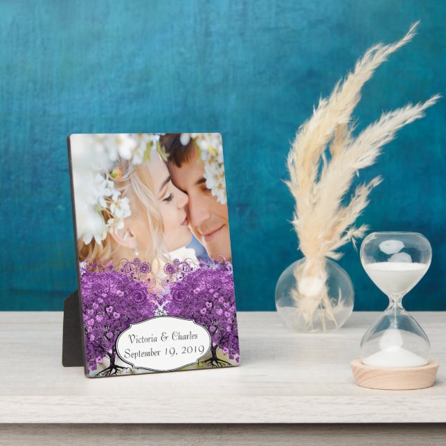 Forest Purple Heart Leaf Tree Wedding Plaque (Side)