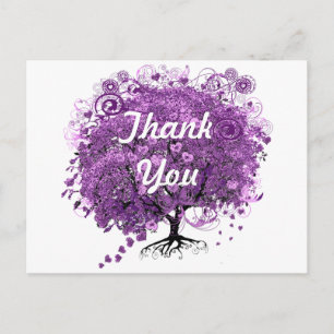 Forest Purple Heart Leaf Tree Wedding Postcard