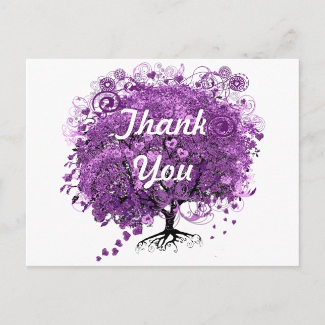 Forest Purple Heart Leaf Tree Wedding Postcard (Front)