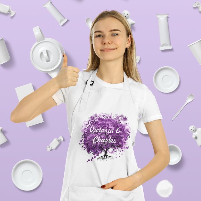 Forest Purple Heart Leaf Tree Wedding Standard Apron (Creator Uploaded)