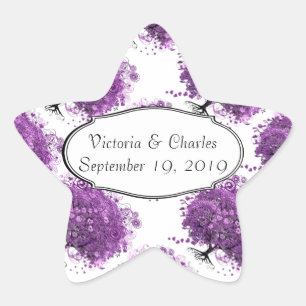 Forest Purple Heart Leaf Tree Wedding Star Sticker