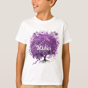 Forest Purple Heart Leaf Tree Wedding T-Shirt