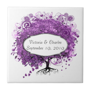Forest Purple Heart Leaf Tree Wedding Tile