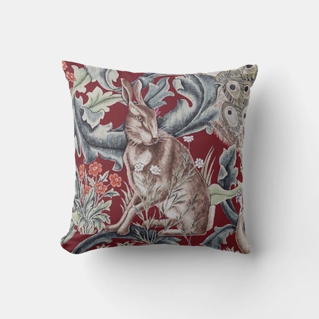 Forest Rabbit, William Morris Cushion (Front)