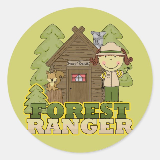 Forest Ranger - Brunette Girl Classic Round Sticker (Front)