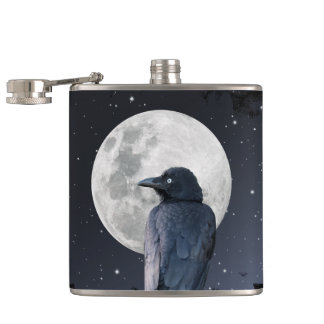 Forest Raven Cold Moon Hip Flask