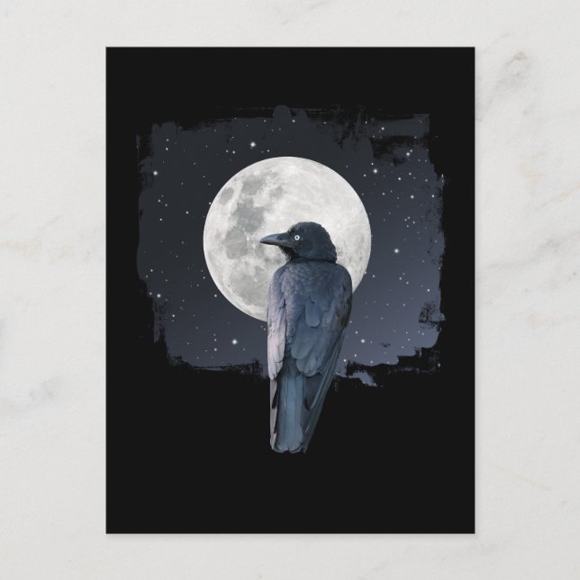 Forest Raven Cold Moon Postcard (Front)