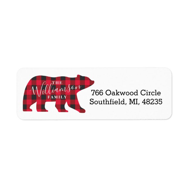 Forest Red Buffalo Plaid Bear Family Christmas (Front)