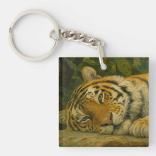 Forest Reverie – Resting Tiger in Jungle Light Key Ring
