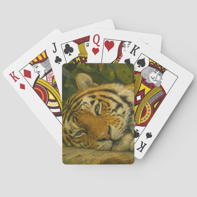 Forest Reverie – Resting Tiger in Jungle Light Playing Cards (Back)