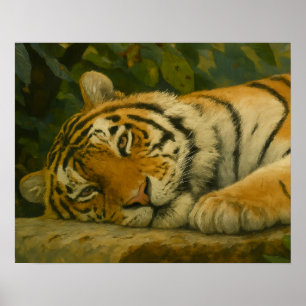 Forest Reverie – Resting Tiger in Jungle Light Poster