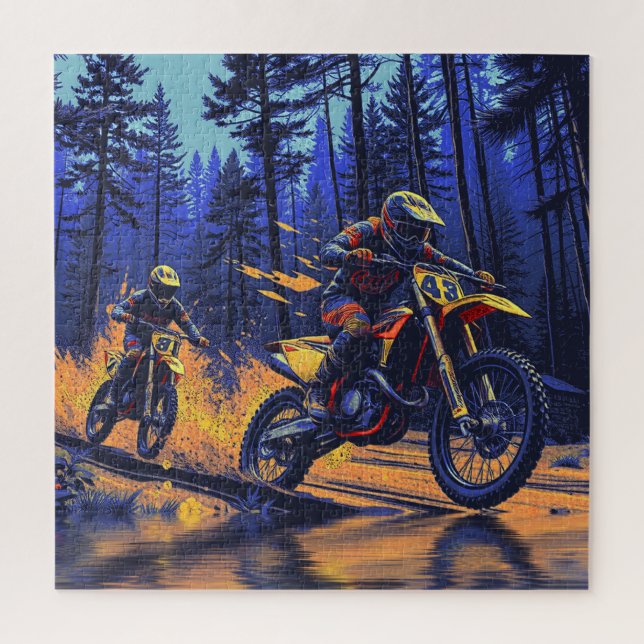 Forest Ride - Motocross Racers Jigsaw Puzzle (Vertical)