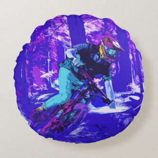 Forest Rider - BMX Racer Round Cushion