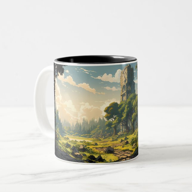 Forest Ruin Path Two-Tone Coffee Mug (Front Left)