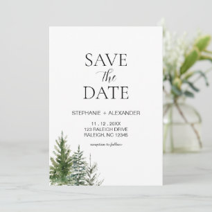 Forest Save the Date Winter Christmas wedding Invitation