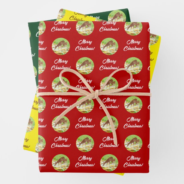 Forest Scene Christmas Wrapping Paper Sheets (In situ)