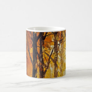 forest scene in golden fall tones coffee mug