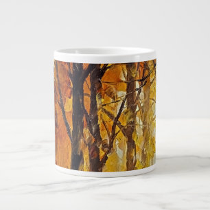 forest scene in golden fall tones large coffee mug
