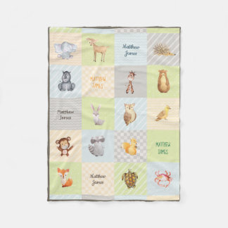 Forest, Sea, and Safari Animal Quilt Fleece Blanke Blanket