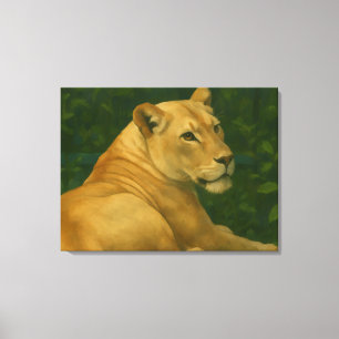 Forest Sentinel – Resting Lioness in Golden Light Canvas Print