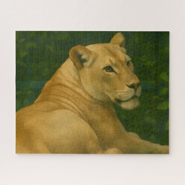 Forest Sentinel – Resting Lioness in Golden Light Jigsaw Puzzle (Horizontal)