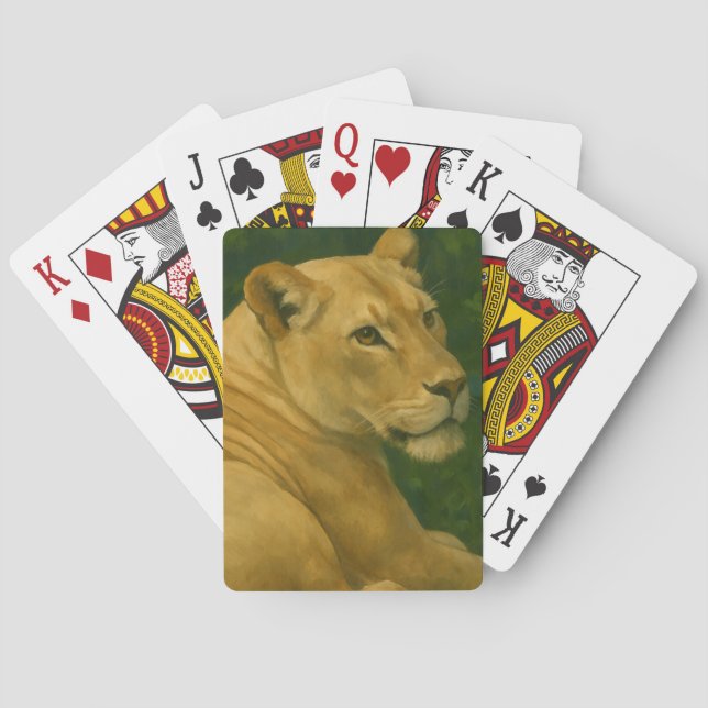 Forest Sentinel – Resting Lioness in Golden Light Playing Cards (Back)