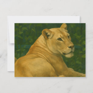 Forest Sentinel – Resting Lioness in Golden Light Postcard