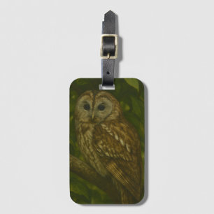 Forest Sentinel – Tawny Owl Wildlife Art Luggage Tag
