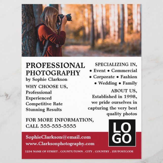 Forest Shot, Photography, Photographer Hire Flyer (Front)