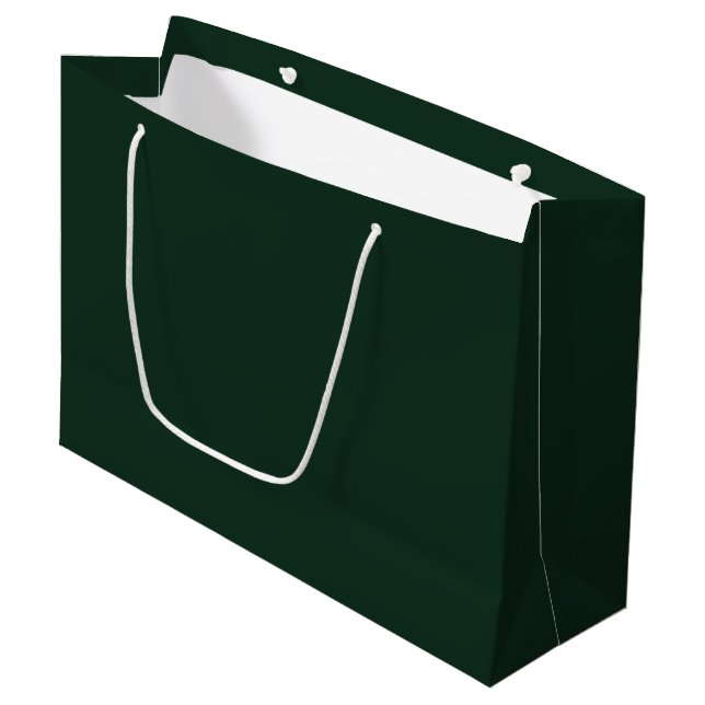 Forest solid plain dark green large gift bag (Front Angled)
