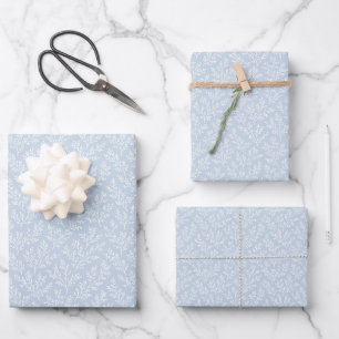 Forest Sprigs Neutral - Dusty Blue Wrapping Paper Sheet
