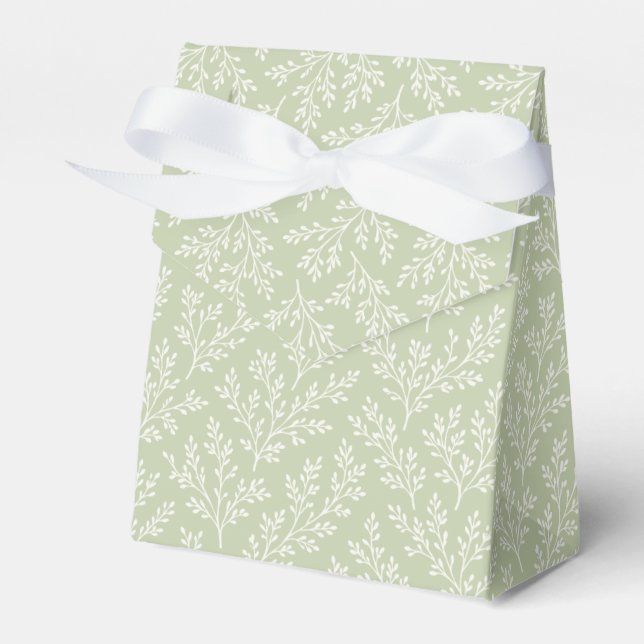 Forest Sprigs Neutral - Soft Olive Favour Box (Front Side)