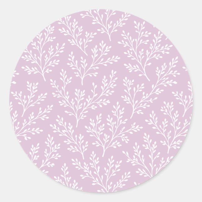 Forest Sprigs Neutral - Warm Lilac Classic Round Sticker (Front)
