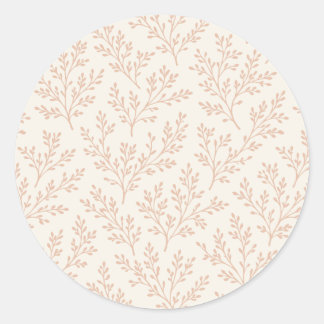 Forest Sprigs Warm Apricot - Neutral Classic Round Sticker
