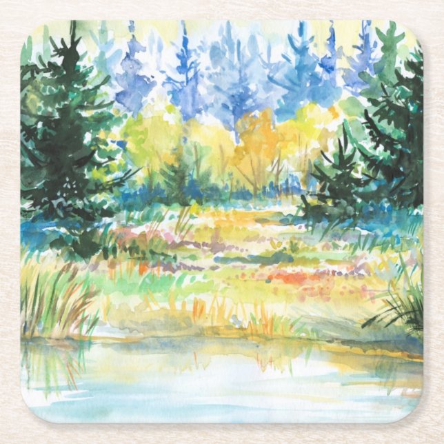 Forest Square Paper Coaster (Front)