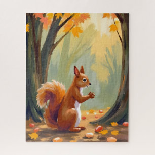 Forest Squirrel   Autumn Animal Watercolor Fall Jigsaw Puzzle