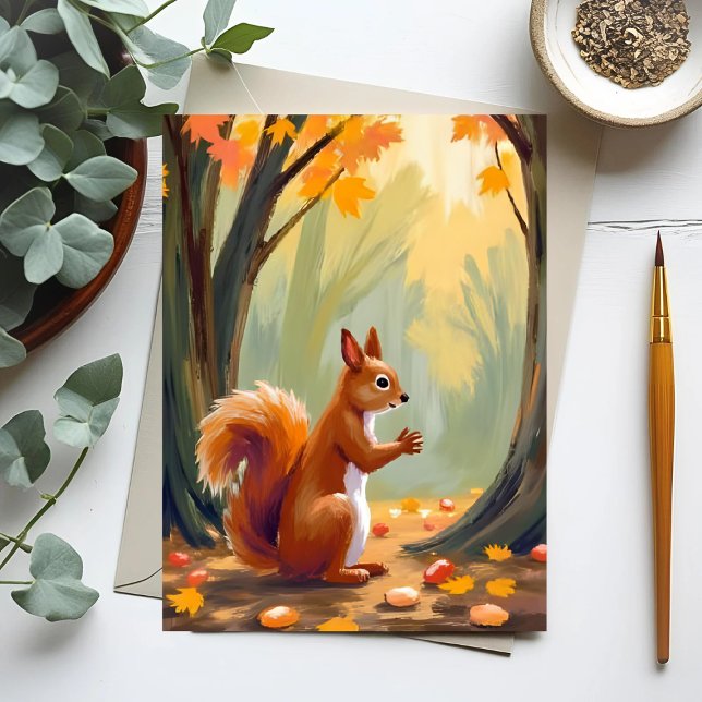 Forest Squirrel | Autumn Animal Watercolor Fall Postcard (Creator Uploaded)