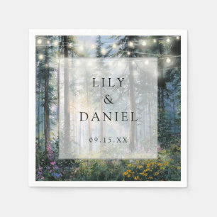 Forest String Lights Wildflower Floral Wedding Napkin