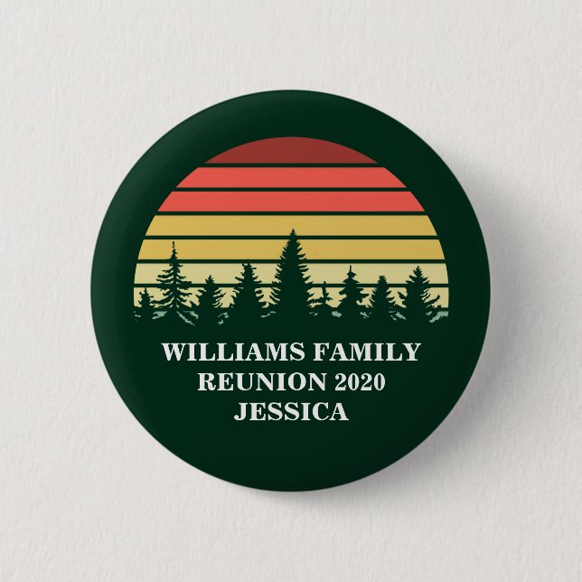 Forest Sunset Camping Trip Custom Family Reunion 6 Cm Round Badge (Front)