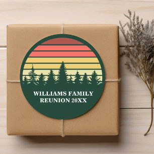 Forest Sunset Camping Trip Custom Family Reunion Classic Round Sticker