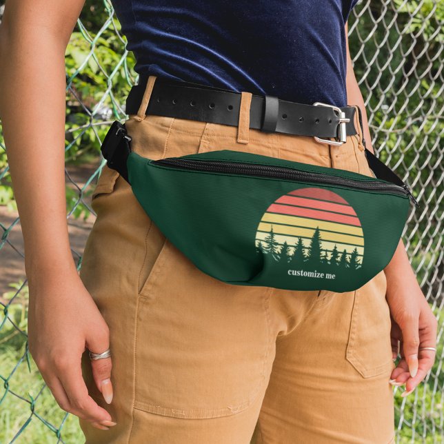 Forest Sunset Camping Trip Customisable Green Bum Bags (Creator Uploaded)