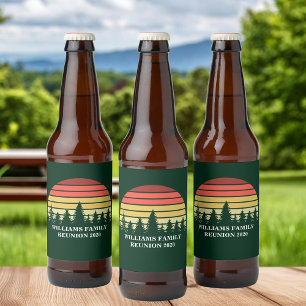 Forest Sunset Custom Family Reunion Camping Trip Beer Bottle Label