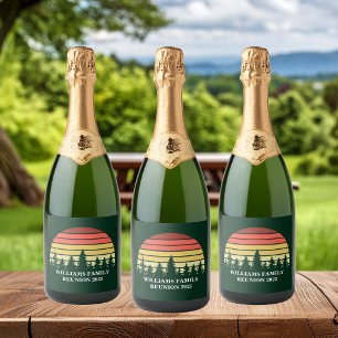 Forest Sunset Custom Family Reunion Party Sparkling Wine Label
