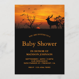 Forest Sunset Deer Baby Shower Invitation