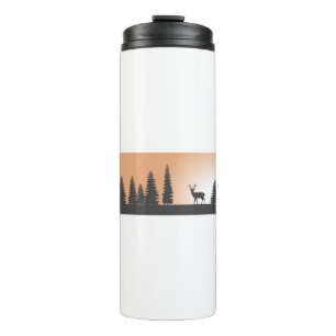 Forest Sunset Deer Nature Landscape Scenic Tree Thermal Tumbler