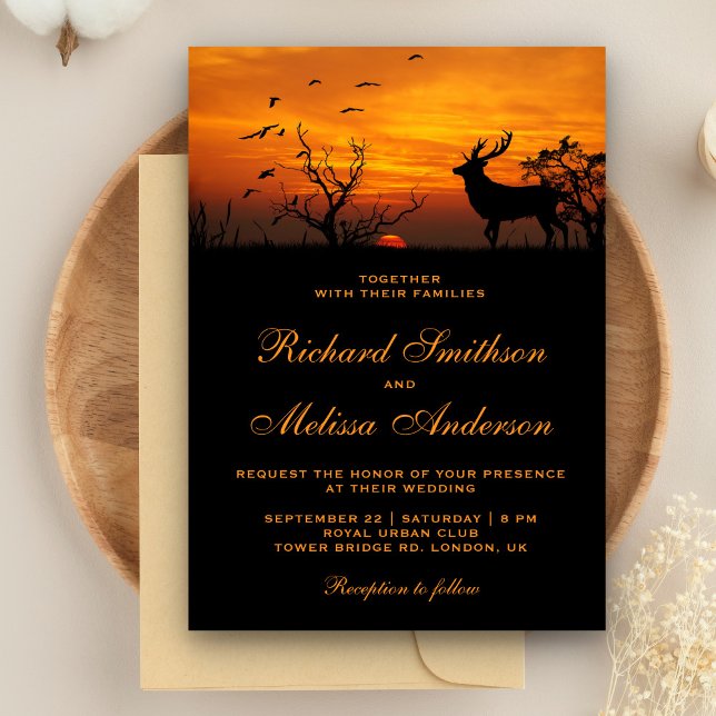 Forest Sunset Deer Wedding Invitation (Creator Uploaded)