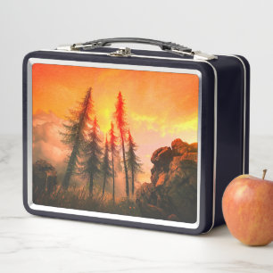 Forest Sunset Metal Lunch Box